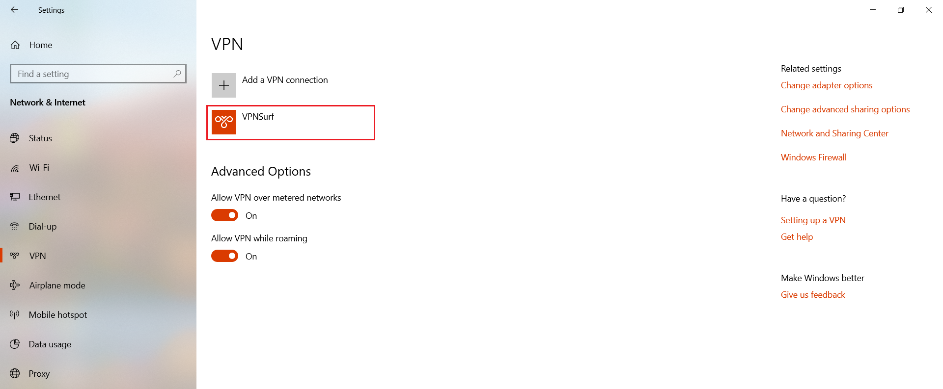 New VPN connection